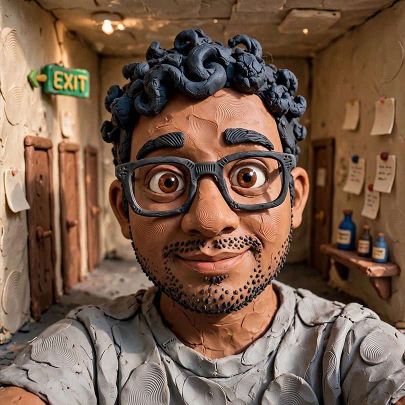 Official Muse Image example showing a selfie transformed into a clay animation style