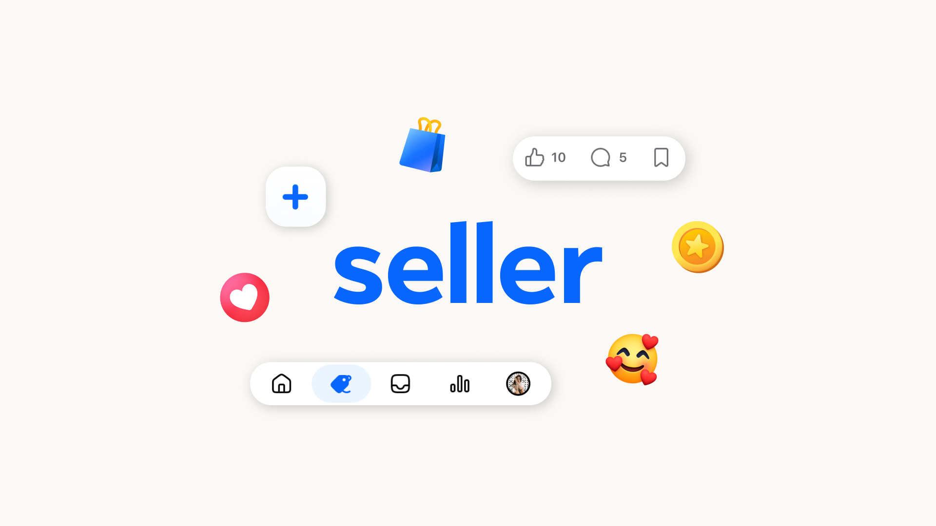 Meta's official Seller announcement artwork with Seller branding and listing and messaging icons