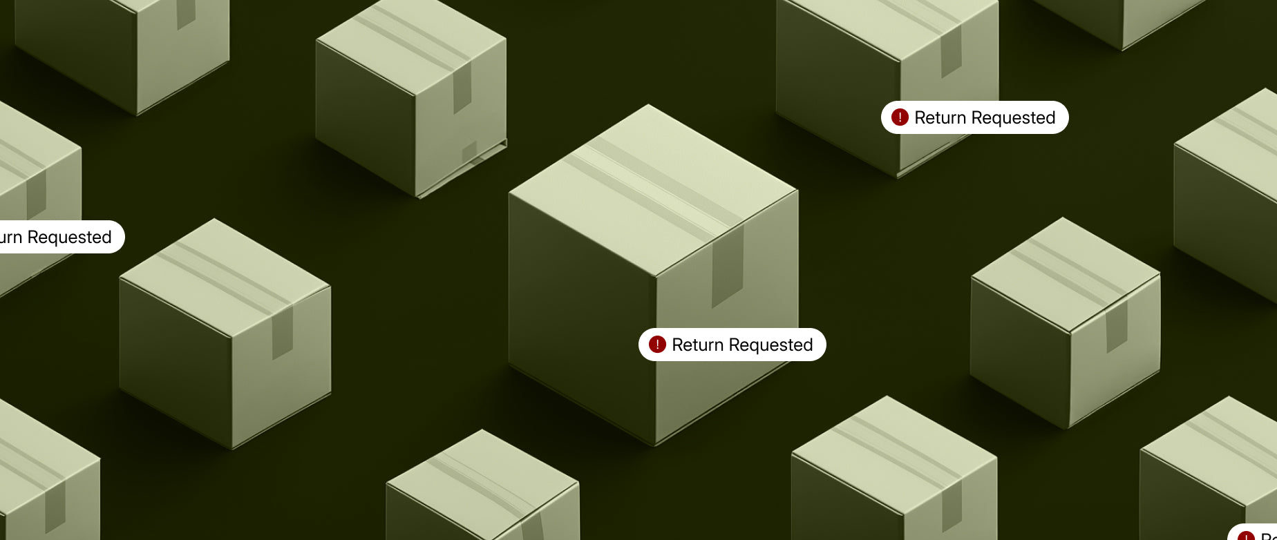 Original Shopify ecommerce returns illustration of parcels marked Return Requested