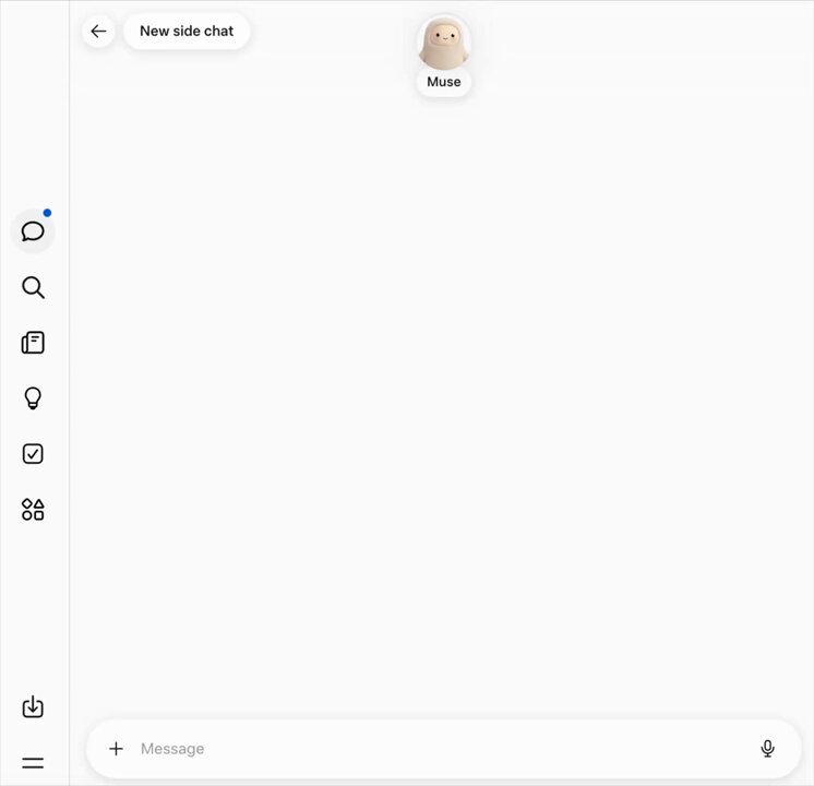 The opening frame of Todoist official demo shows an empty new Muse chat