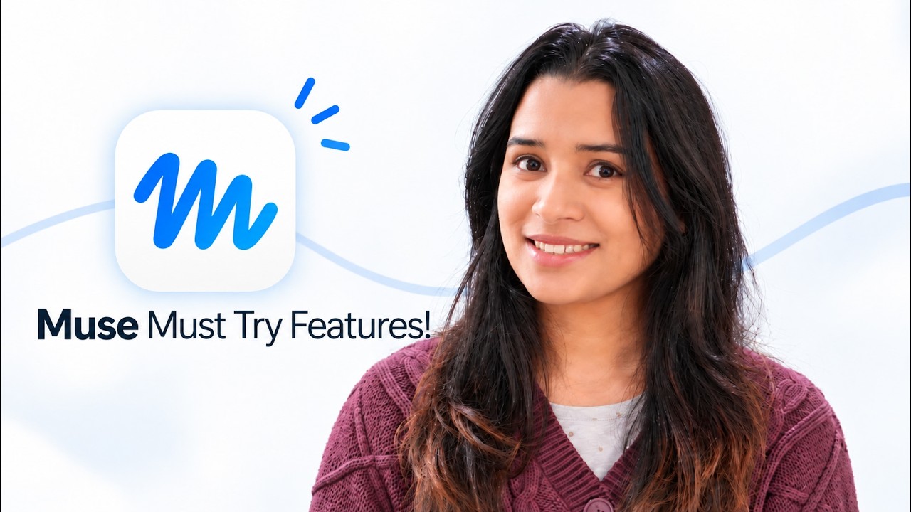 The Tech Girl 的 Muse 教程视频缩略图,展示创作者及 Muse Must Try Features 标题